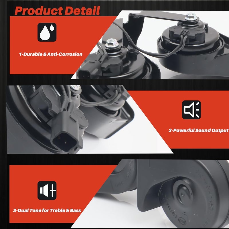 FEIMAOTUI HC3Z-13832-G Horn Replacement With Bracket Compatible with Ford F-250 F-350 Super Duty 2017 2018 2019 2020 2021 2022 Replace HC3Z13832G Dual Horn Assembly Waterproof Snail Horn - Image 5
